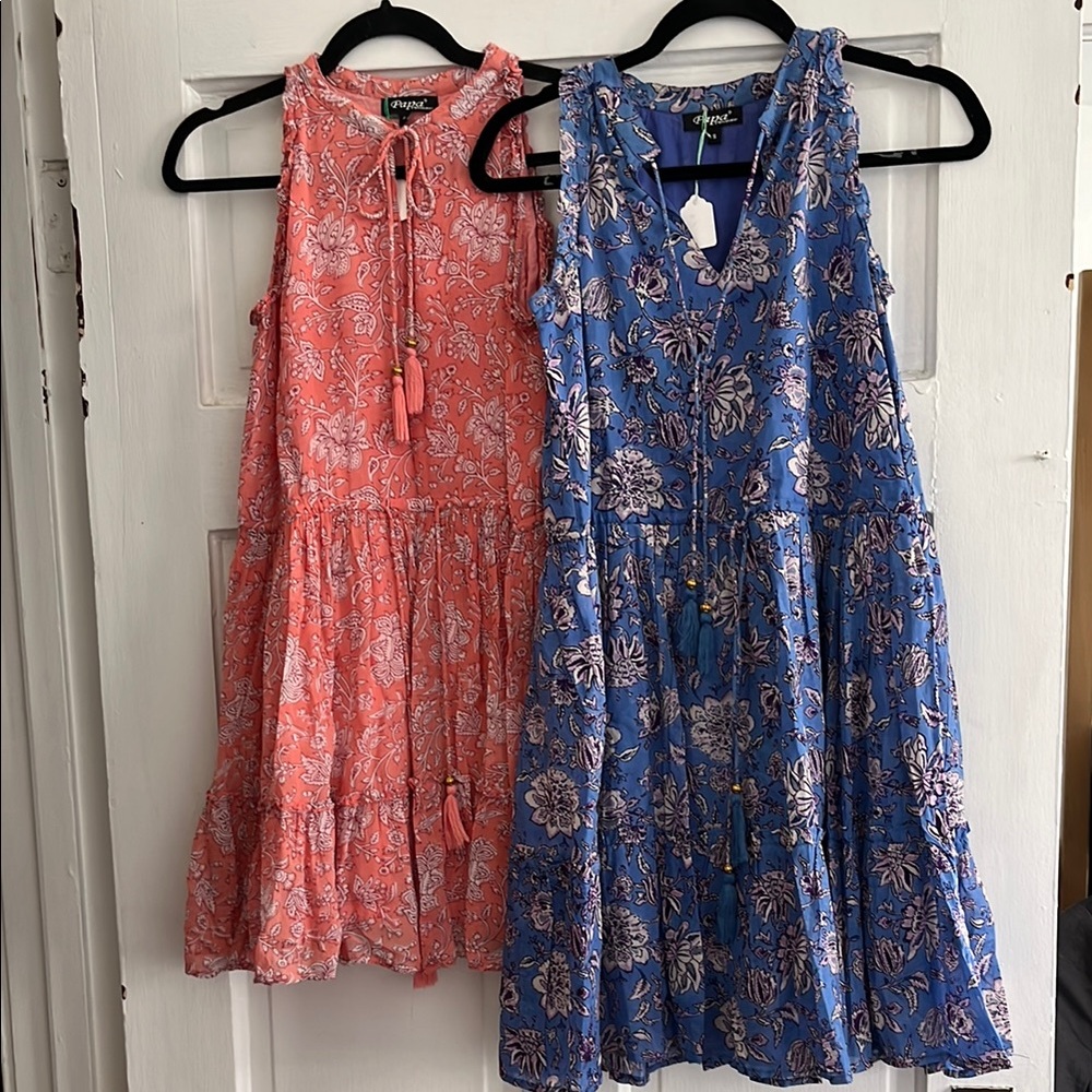Gypsy-style Floral Tiered Dress in Coral or Blue
